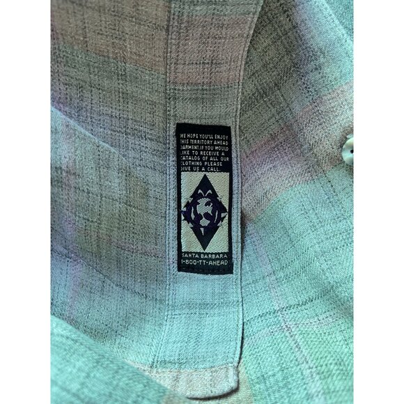 Territory Ahead Mens Button-Down Long Sleeve Plaid Shirt Cotton Green Casual - Picture 7 of 8